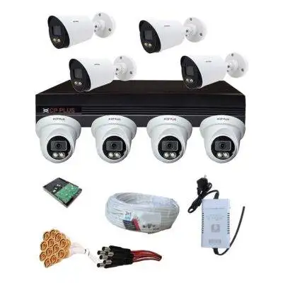 CP PLUS 2.4 MP Full HD IR Guard+ Colorful Vision in Night with 8-Ch DVR, 4 Dome Cameras, 4 Bullet Cameras, 2TB HDD, 8-CH Power Supply, BNC & DC CCTV Security Camera Set